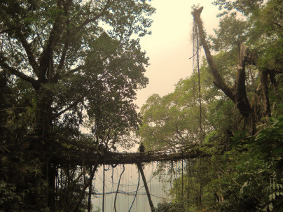 Standing on the upper span of Rangthylliang 4 in 2015.